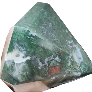 Moss Agate Diamond + Stand # 158