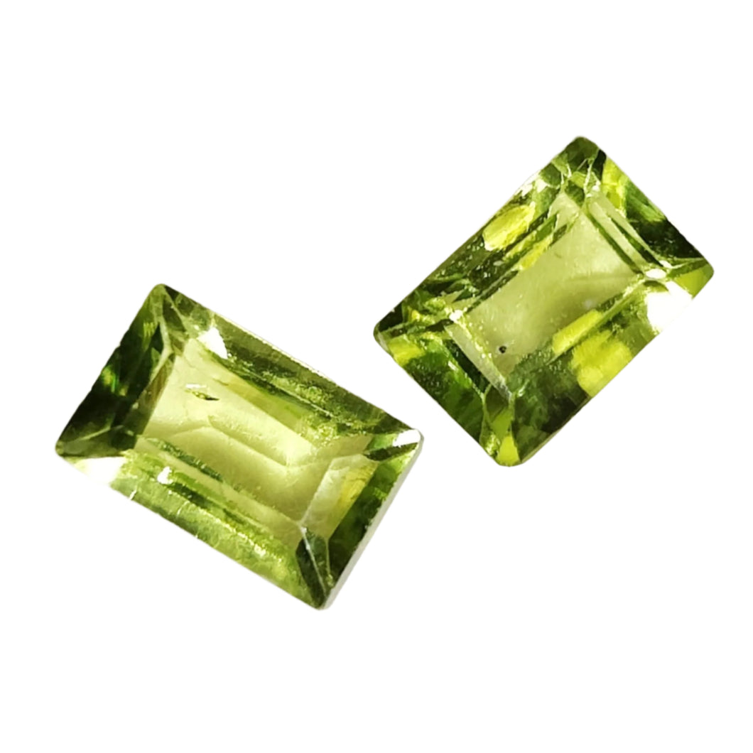 Peridot Emerald Cut Gemstone x2