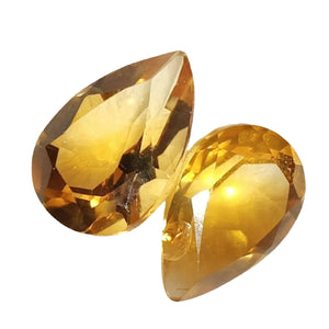 Citrine Pear Cut Gemstones x2