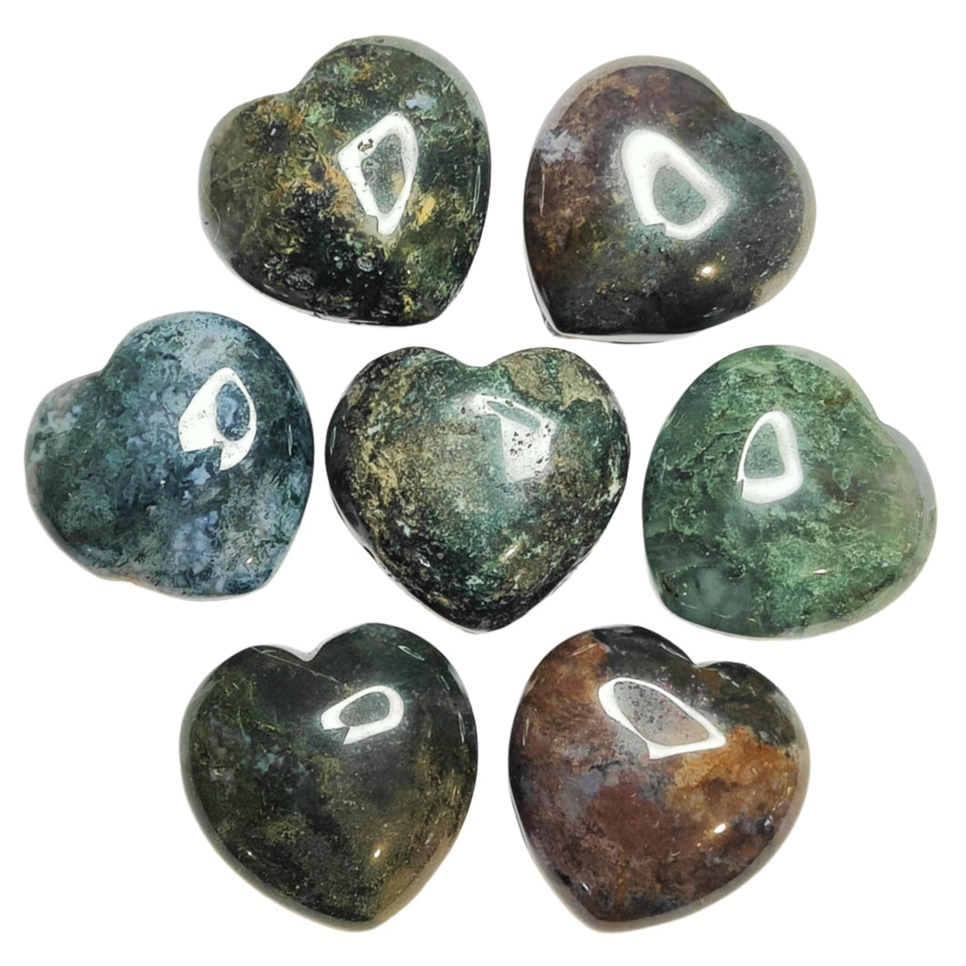 Moss Agate Medium Hearts