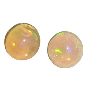 White Opal Round Gemstone x2