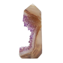 Load image into Gallery viewer, Agate + Amethyst Druzy Point # 106
