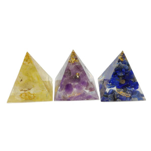 Resin Chip Chakra Pyramids