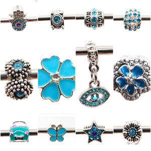 Pandora Inspired Charms - Silver Aqua