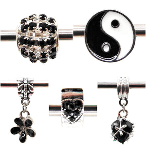 Pandora Inspired Charms - Silver Black