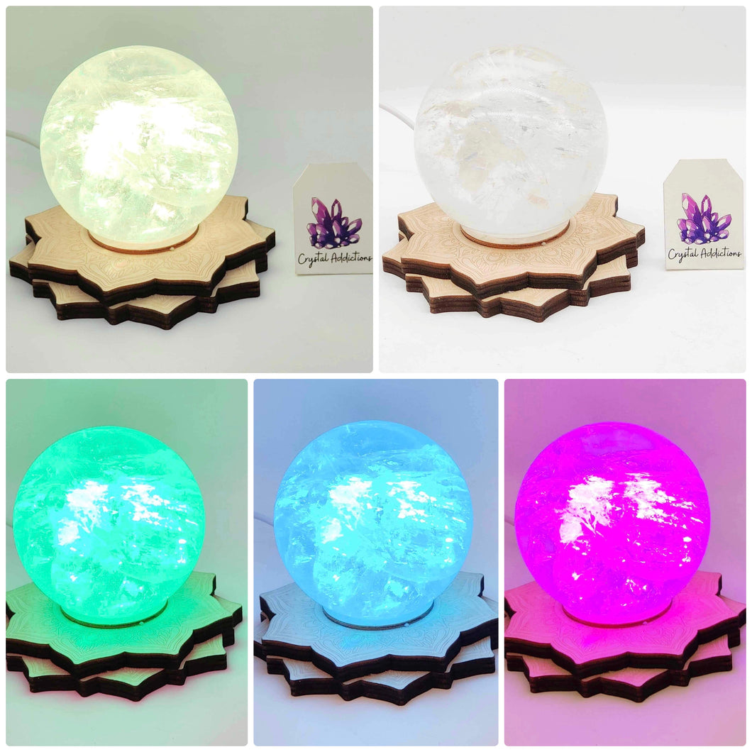 Wooden Lotus USB light up Sphere Holder Medium