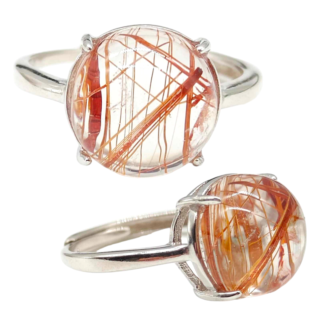 Copper Rutile Adjustable Silver Ring # 143