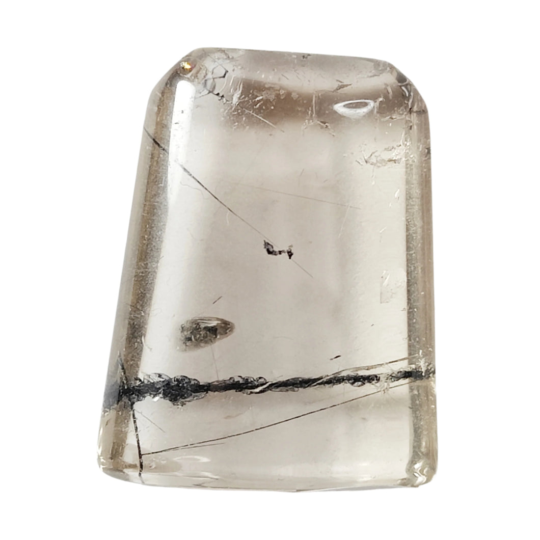 Black Tourmalated Quartz Cabochon # 87