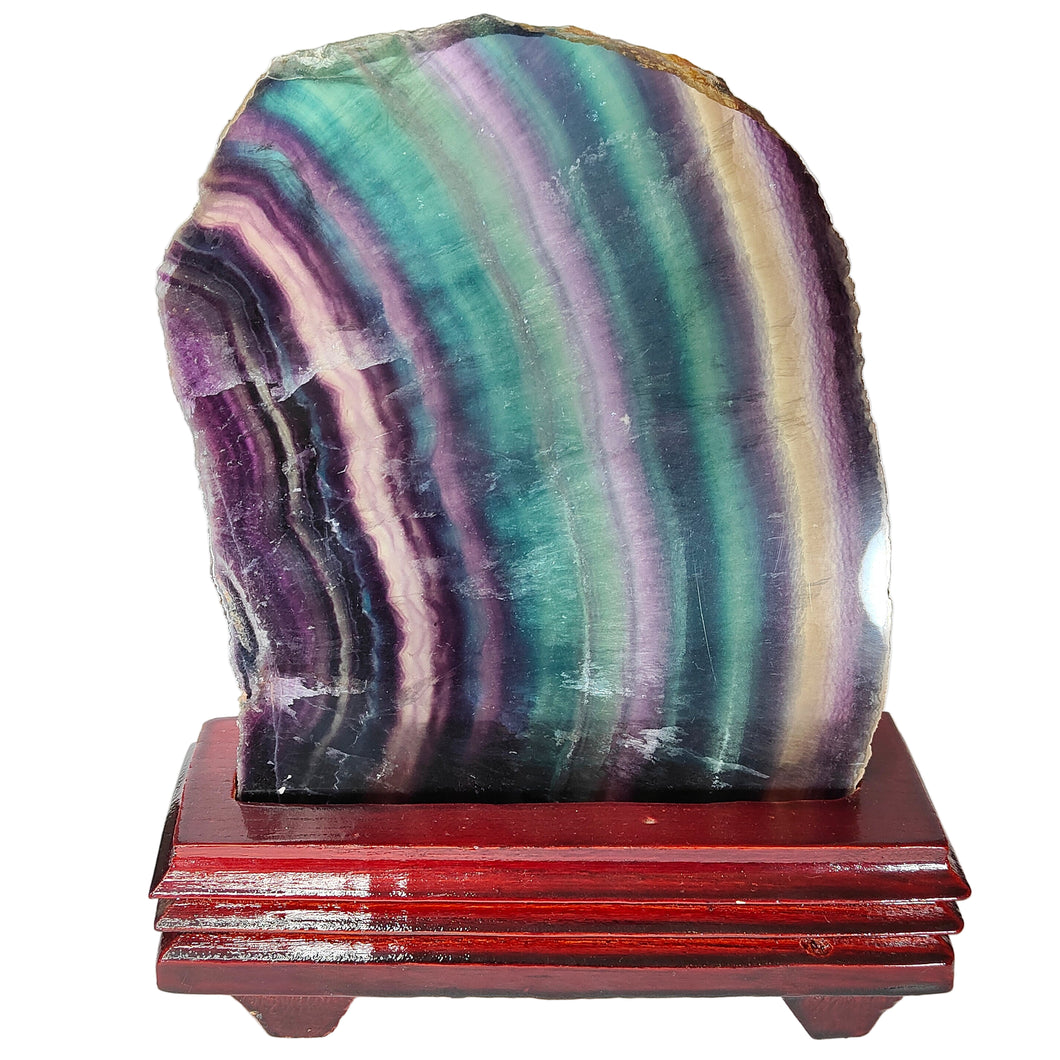 Rainbow Fluorite Slice in Custom Stand # 86