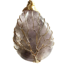 Load image into Gallery viewer, Amethyst Gold Tree of Life Pendant
