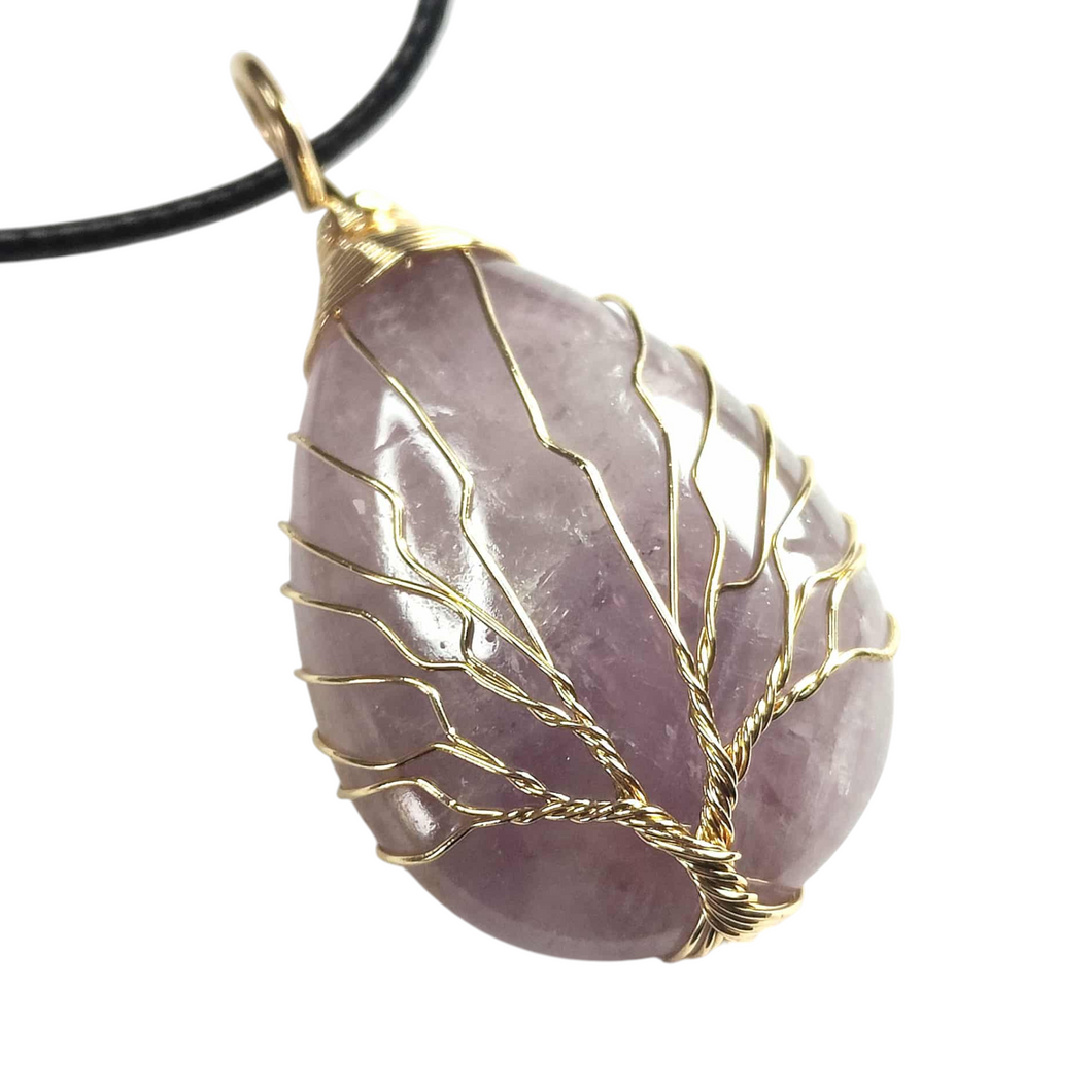 Amethyst Gold Tree of Life Pendant