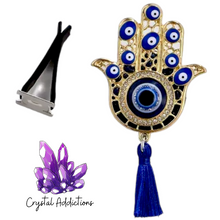 Load image into Gallery viewer, Hamsa Hand Silver Evil Eye Car Vent Clip
