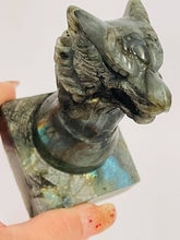 Load image into Gallery viewer, Labradorite Carved Wolf #34
