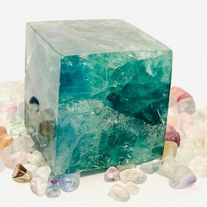 Rainbow Fluorite Cube #158