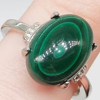 Malachite Silver Adjustable Ring #97