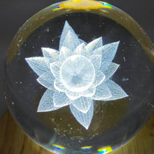 Load image into Gallery viewer, Glass Etched Sphere Lotus
