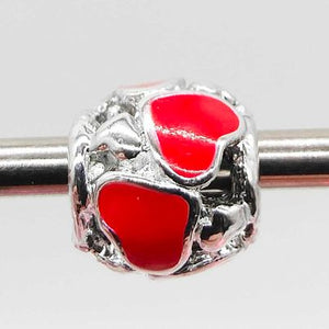 Pandora Inspired Charms - Silver Red