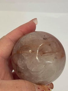 Fire Quartz Engraved Face Sphere #55