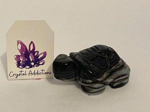 Banded Black Agate Turtle #83