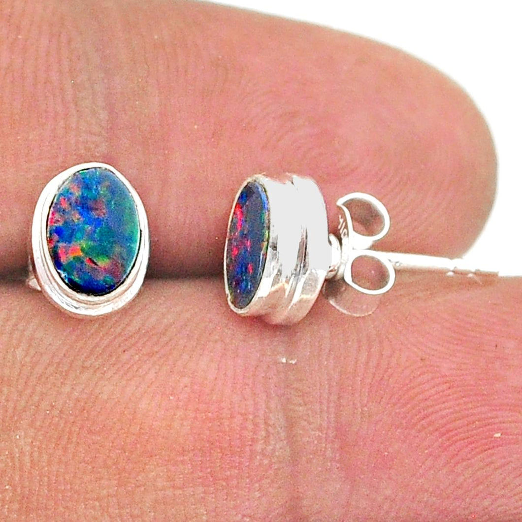 Australian Opal Sterling Silver Stud Earrings # 83