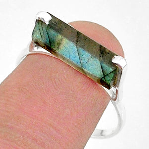 Blue Labradorite Silver Ring # 28