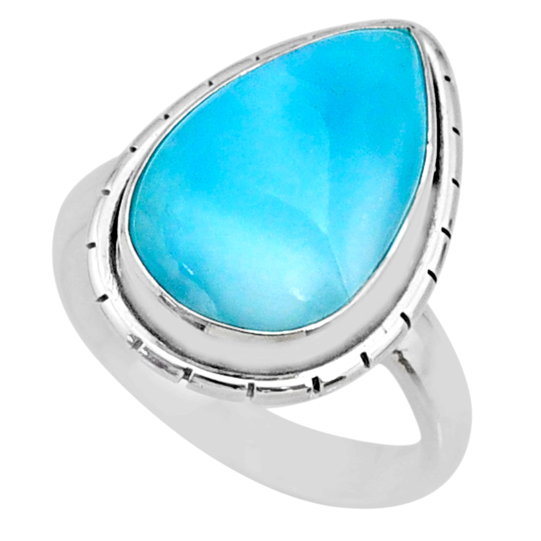 Larimar Tear Drop Sterling Silver Ring #33