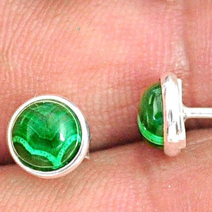 Green Malachite Sterling Silver Stud Earrings # 93