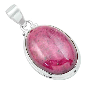 Pink Rhodonite with Black Manganese Pendant # 128