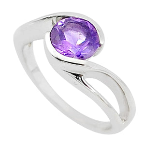 Amethyst Round Silver Ring # 174