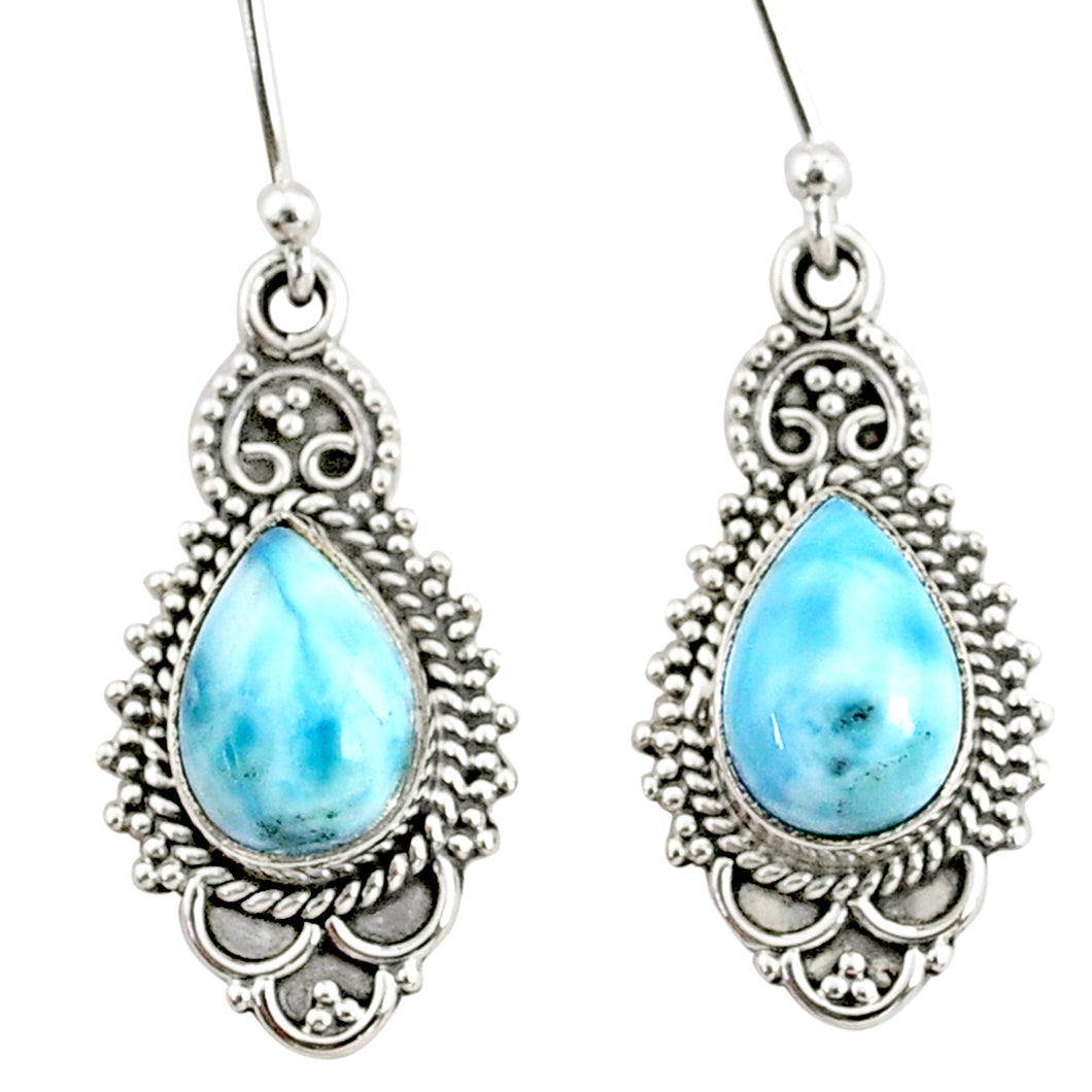 Larimar Handmade Dangle Earrings # 133