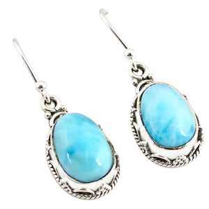 Larimar Handmade Dangle Earrings # 131