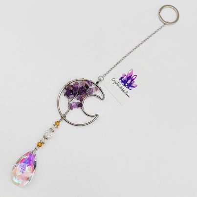 Amethyst Chip Moon Tree of Life Sun Catcher