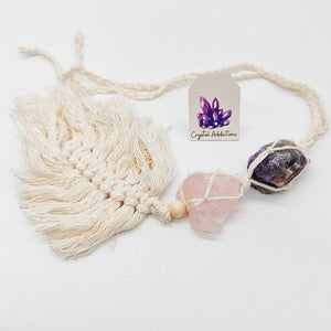 Amethyst + Rose Quartz Rough Macrame Hangers