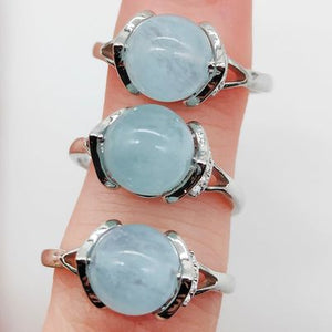 Aquamarine Spinning Meditation Adjustable Silver Ring