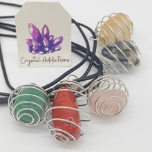 Load image into Gallery viewer, Cage Tumble Pendant + Leather Cord Assorted
