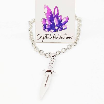 Athame Dagger Pendant + Silver Chain