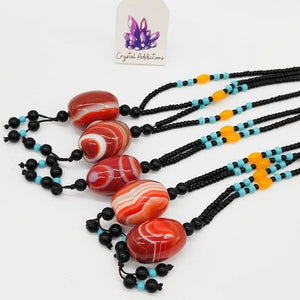 Banded Agate Beaded Necklace # 34