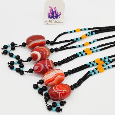 Banded Agate Beaded Necklace # 107