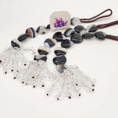 Black Banded Agate Heart Hangers