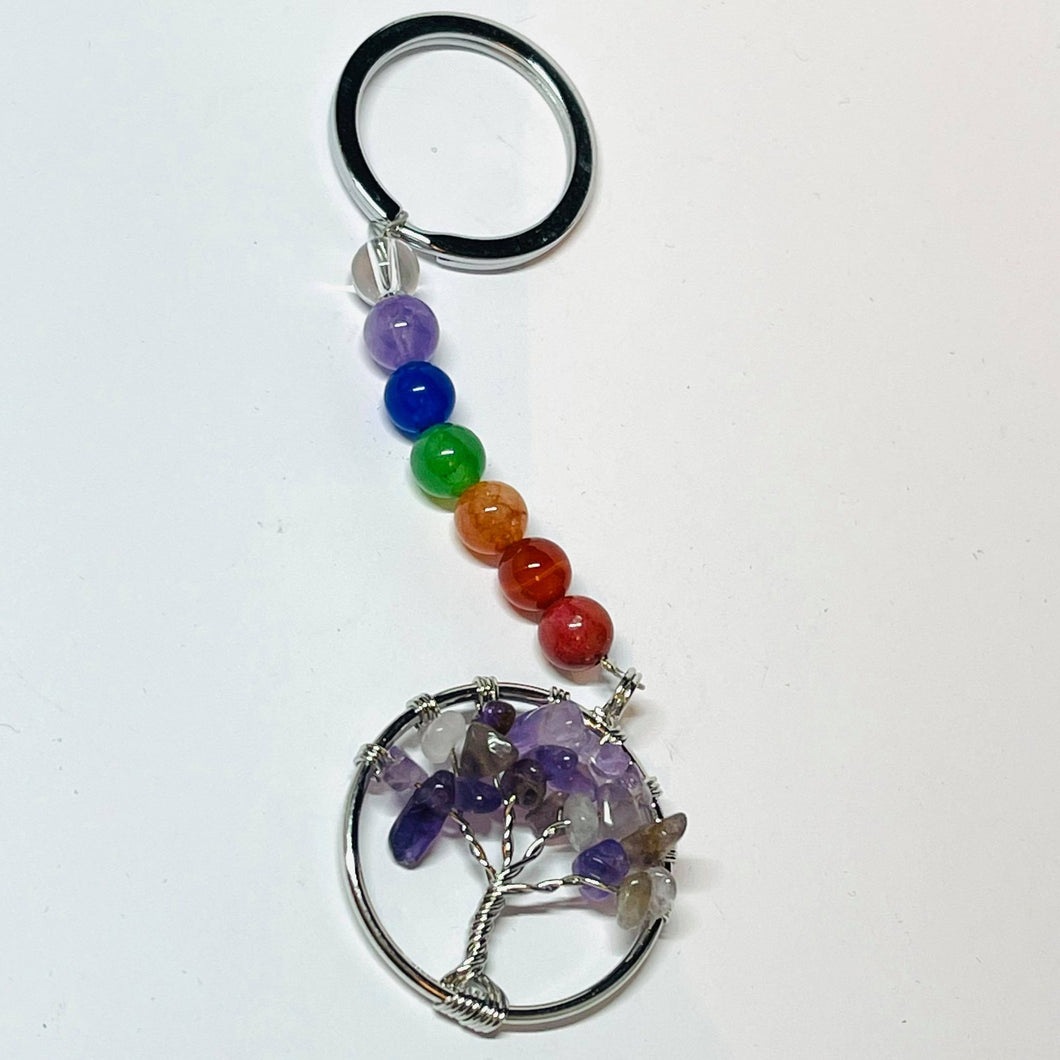 Chakra Tree of Life Keychain - Amethyst