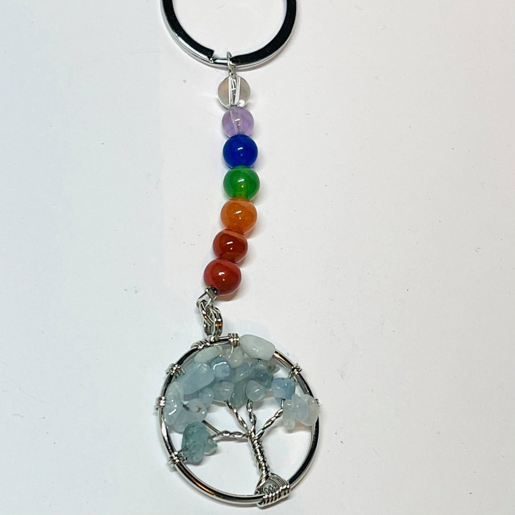 Chakra Tree of Life Keychain - Aquamarine