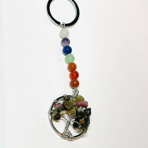 Chakra Tree of Life Keychain - Watermelon Tourmaline