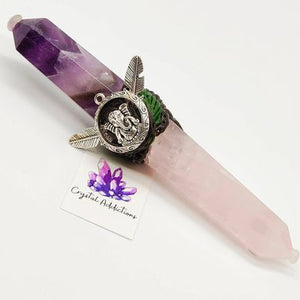 Chevron Amethyst + Rose Quartz Double Point Wand # 125