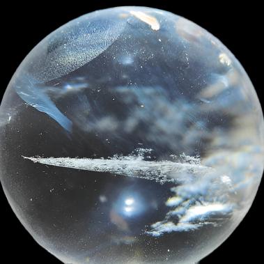 Clear Quartz Blue Feather Needle Sphere # 47