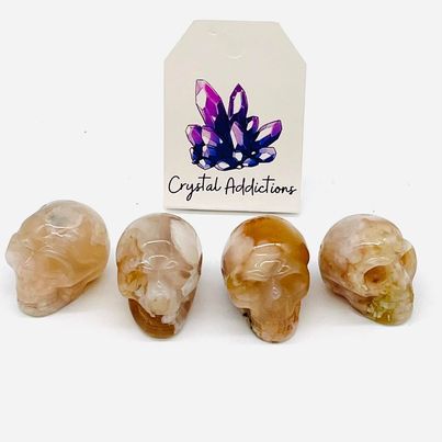 Flower Agate Mini Skulls