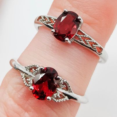 Garnet Adjustable Oval Ring