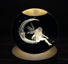 Load image into Gallery viewer, Glass Etched Spheres + USB Light Up Stand (7 variants)
