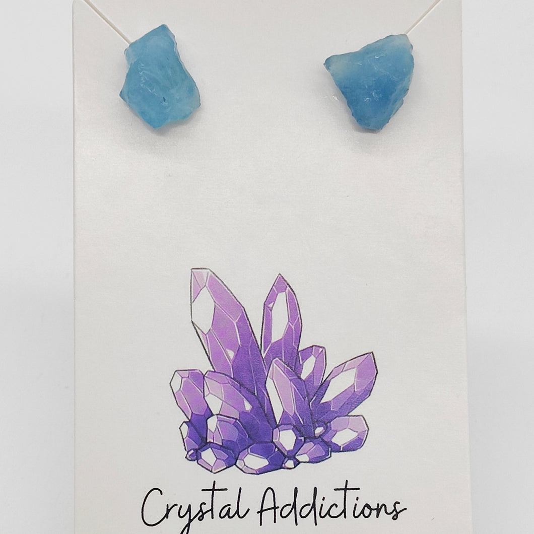 Aquamarine Raw Stud Earrings