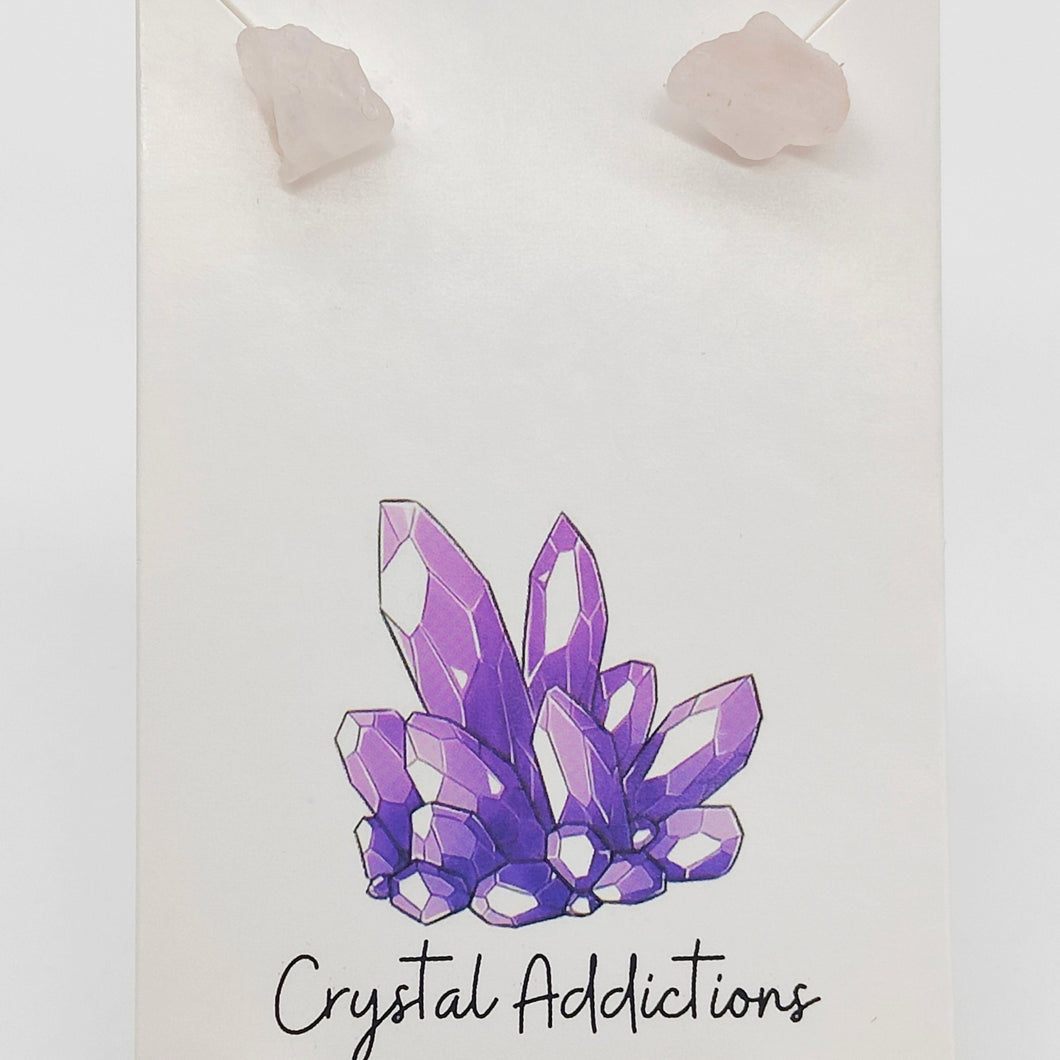 Rose Quartz Raw Stud Earrings