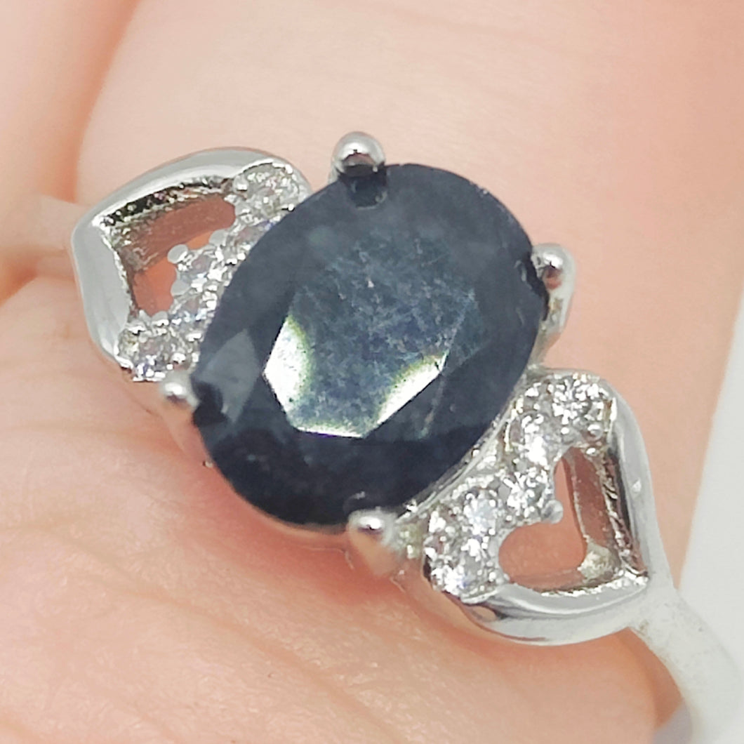 Sapphire Adjustable Silver Ring